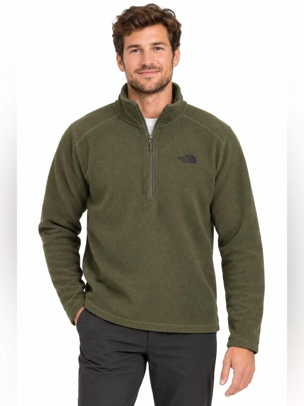 The North Face Men's Olive Green Texture Cap Rock Quarter-Zip Jacket Size XL